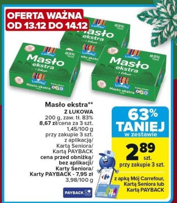 Masło ekstra z Łukowa promocja w Carrefour