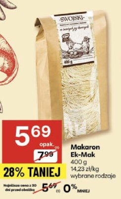Makaron Ek-Mak promocja w Delikatesy Centrum