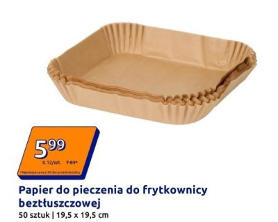 Papierowe wkłady do frytkownicy beztłuszczowej 50 szt. 19,5x19,5 cm promocja w Action