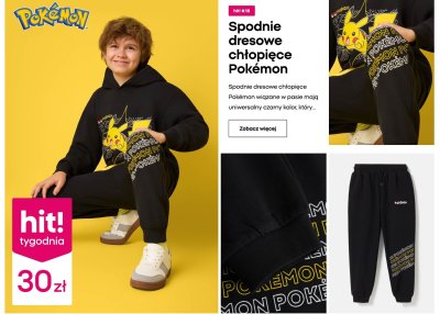 Spodnie dresowe chłopięce Pokémon czarne promocja w Pepco
