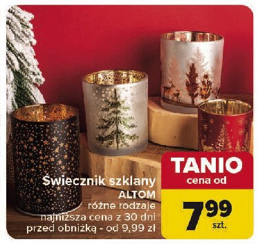 Świecznik szklany z choinką Altom promocja w Carrefour