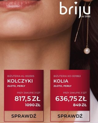 Kolczyki złoto, perły KL-002305 promocja w Briju