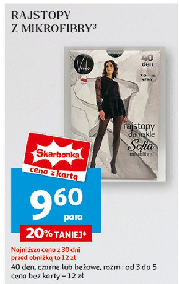 Rajstopy z mikrofibry 40 den promocja w Auchan