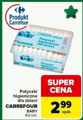 Patyczki higieniczne dla dzieci CARREFOUR BABY 60 szt. promocja w Carrefour Market