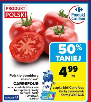 Pomidory malinowe premum promocja w Carrefour