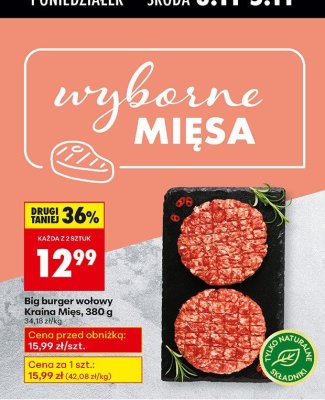 Big burger wołowy Kraina Mięs 380 g promocja w Biedronka