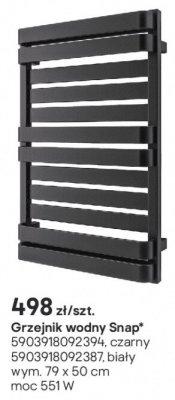 Grzejnik wodny Snap czarny promocja w Castorama