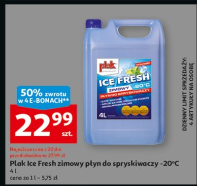 Płyn do spryskiwaczy Plak Ice Fresh zimowy -20°C promocja w Auchan