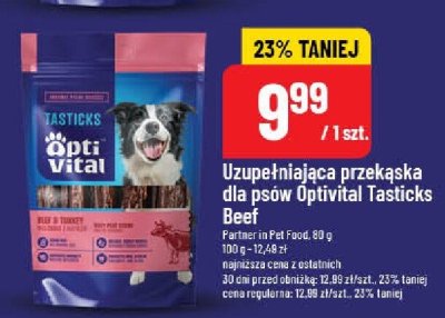 Uzupełniająca przekąska dla psów OptiVital Tasticks Beef promocja w POLOmarket