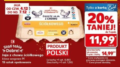 Jaja z chowu ściółkowego M 15 sztuk promocja w Kaufland