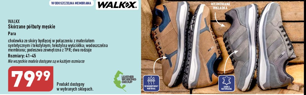 P贸艂buty m臋skie 41-45 Walkx promocja