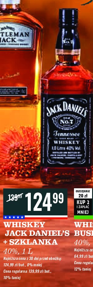 Whiskey + szklanka Jack daniel's old no. 7 promocja