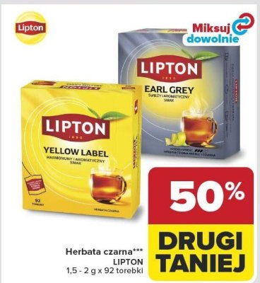 Herbata czarna LIPTON Yellow Label, Earl Grey promocja w Carrefour