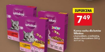 Karma sucha dla kotów Whiskas z wołowiną 300g promocja w LEWIATAN