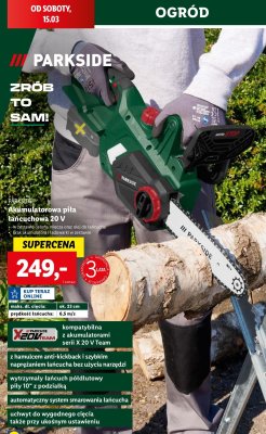 Piła łańcuchowa akumulatorowa 20 v Parkside promocja