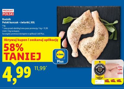 Kurczak polski ćwiartki XXL 1kg promocja w Lidl