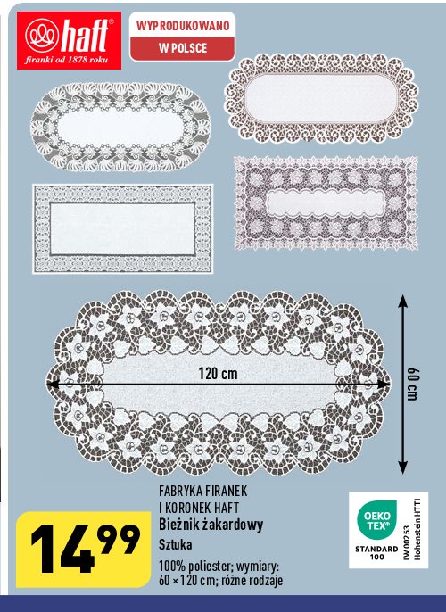 Bieżnik żakardowy 60 x 120 cm promocja