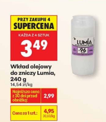 Wkład olejowy do zniczy Lumia, 240 g promocja w Biedronka