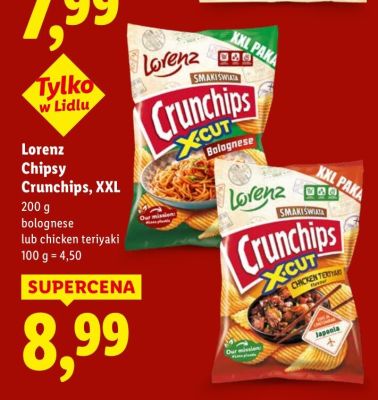 Chipsy Lorenz Chipsy Crunchips, XXL bolognese lub chicken teriyaki promocja w Lidl