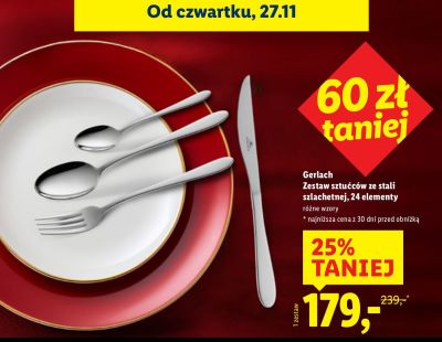 Zestaw sztućców ze stali szlachetnej 24 elementy Gerlach promocja