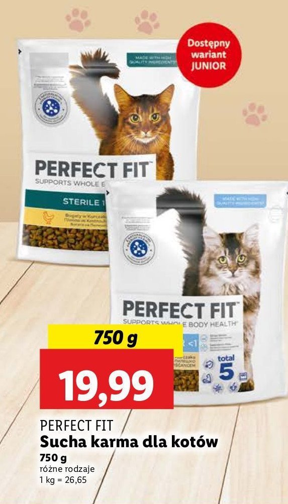 Karma dla kota junior <1 kurczak Perfect fit promocja w Lidl