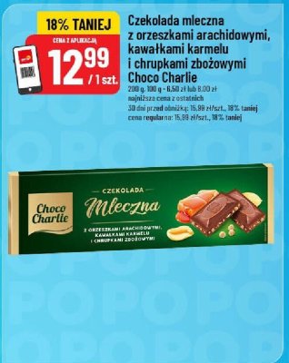 Czekolada mleczna z orzeszkami arachidowymi, kawałkami karmelu i chrupkami zbożowymi Choco Charlie promocja w POLOmarket