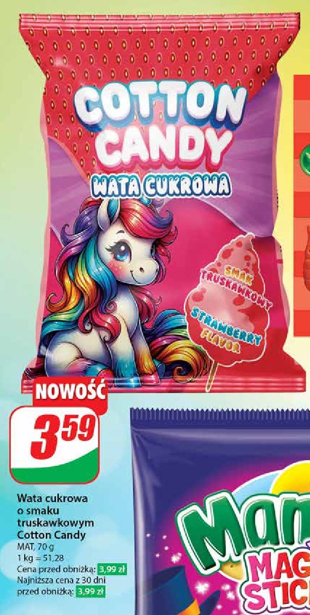 Wata cukrowa o smaku truskawkowym Mat promocja