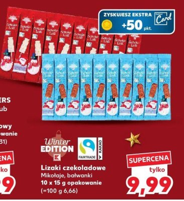 Lizaki czekoladowe Mikołaje, bałwanki promocja w Kaufland