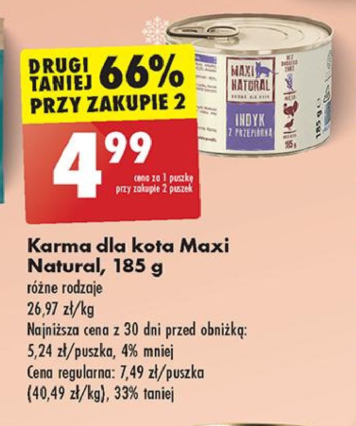 Karma dla kota indyk z przepiórką Maxi natural promocja