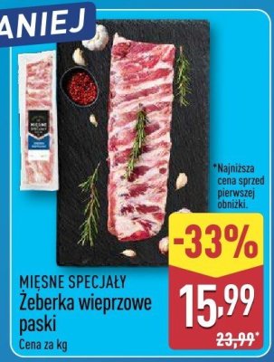 Żeberka wieprzowe paski mięsne specjały promocja w Aldi