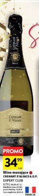 Wino musujące Cremant d'Alsace A.D.P. Expert Club Brut promocja w Intermarche