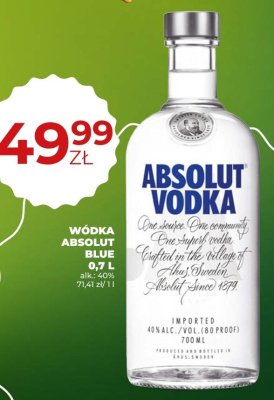 Wódka Absolut Blue 0,7 L promocja w Duży Ben