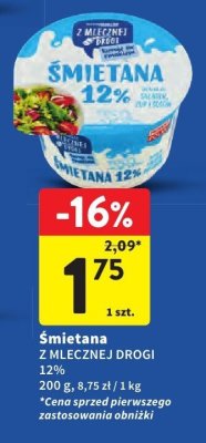 Śmietana Z MLECZNEJ DROGI 12% promocja w Intermarche