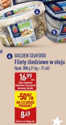 Filety śledziowe GOLDEN SEAFOOD w oleju promocja w Aldi
