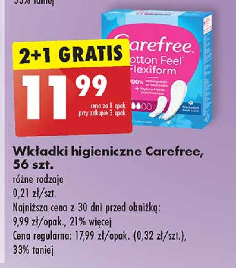 Wkładki cotton flexiform Carefree promocja