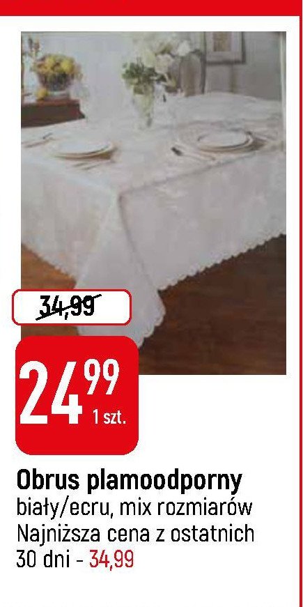 Obrus plamoodporny 110 x 160 cm ecru promocja w Biedronka