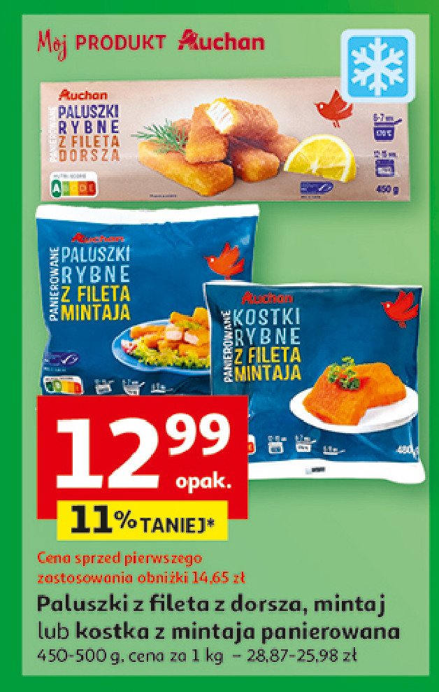 Mintaj filety bez skóry mrożony Auchan promocja w Auchan