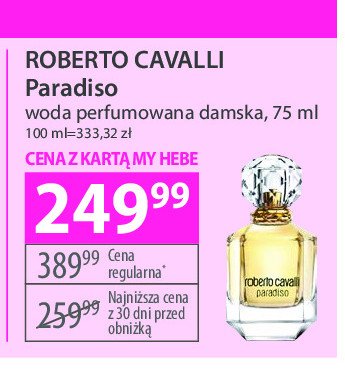 Woda perfumowana Roberto cavalli paradiso promocja