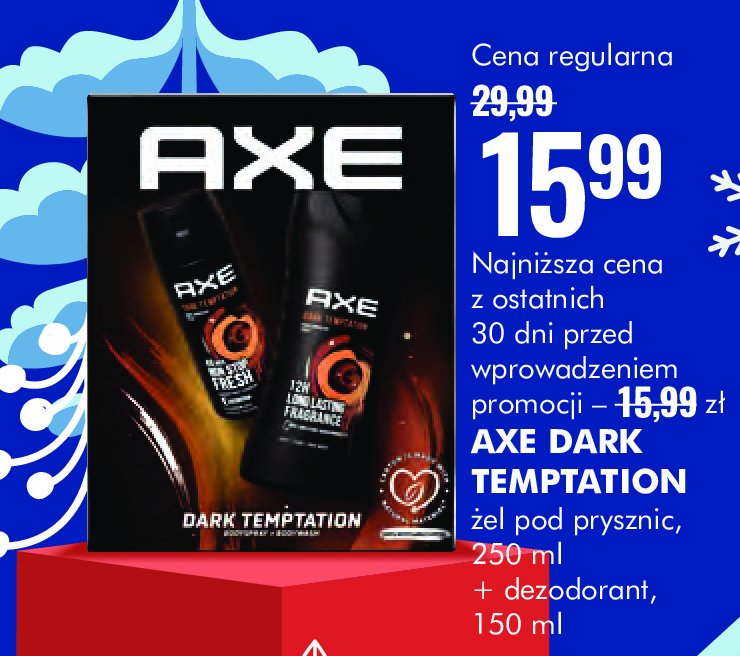 Zestaw w pudełku żel pod prysznic 250 ml + dezodorant 150 ml Axe dark temptation promocja