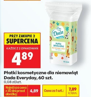 Płatki kosmetyczne dla niemowląt Dada Everyday, 60 szt. promocja w Biedronka