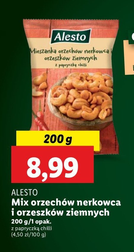 Mix orzeszków ziemnych i nerkowca z chilli Alesto promocja