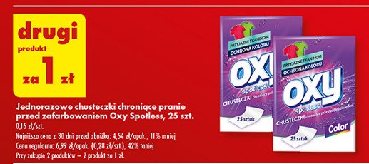 Chusteczki jednorazowe chroniące przed zafarbowaniem Oxy spotless promocja