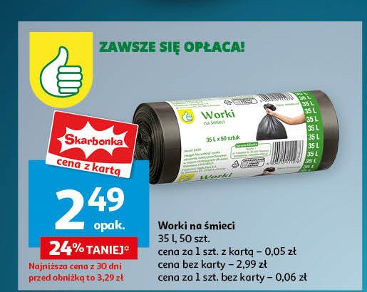 Worki na śmieci 35 l Podniesiony kciuk promocja