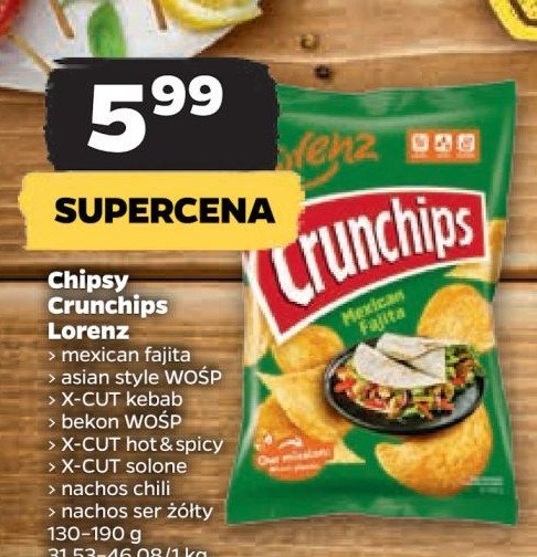 Chipsy hot & spicy Crunchips x-cut Crunchips lorenz promocja w Netto