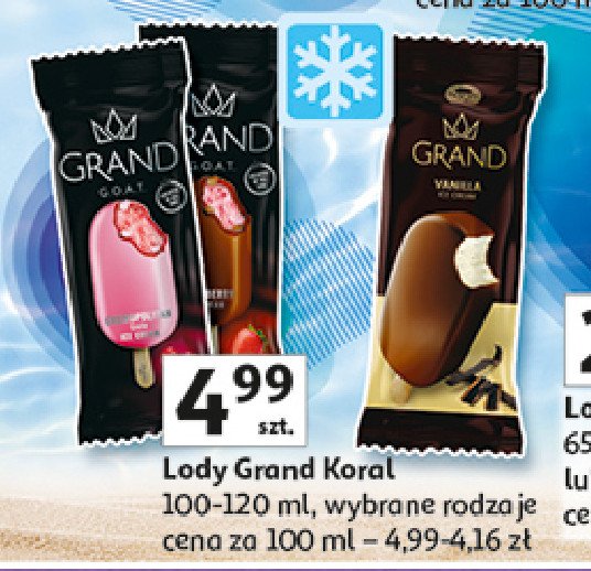 Lód strawberry & yoghurt Koral grand promocja w Auchan