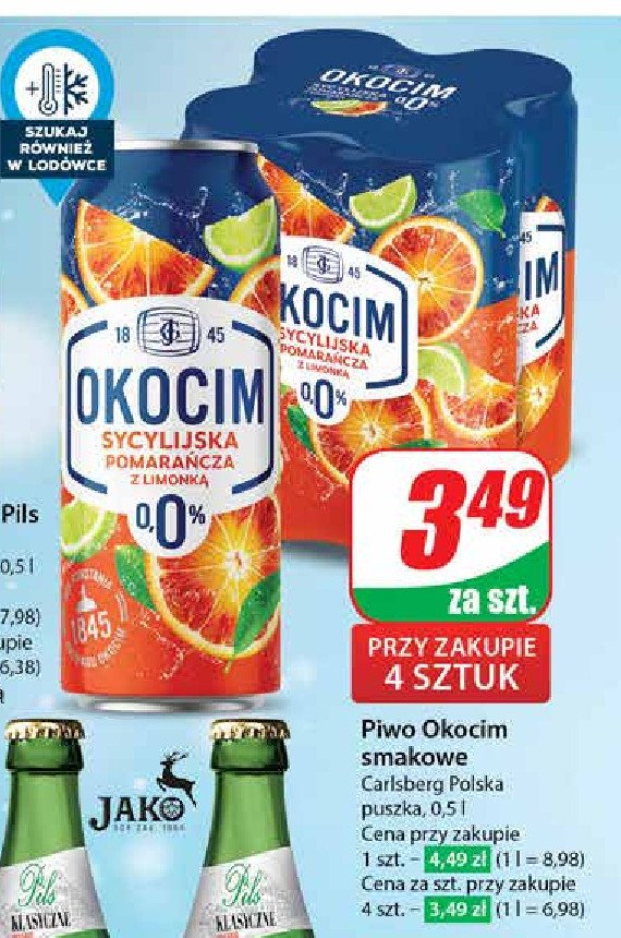 Piwo Okocim radler pomarańcza sycylijska z limonką 0% promocja