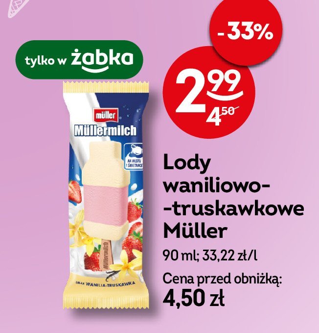 Lód wanilia-truskawka Mullermilch promocja