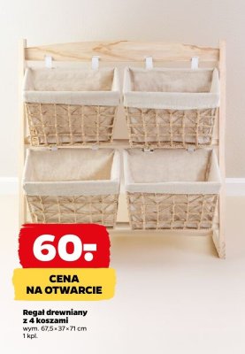 Regał drewniany z 4 koszami wym. 67,5 × 37 × 71 cm promocja w Netto