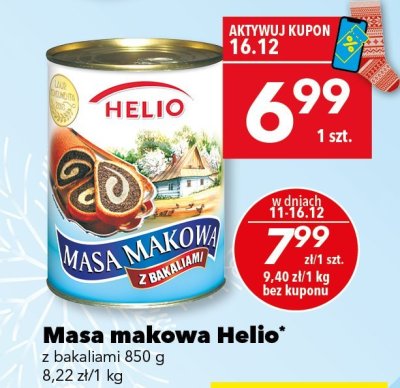 Masa makowa Helio z bakaliami 850g promocja w LEWIATAN