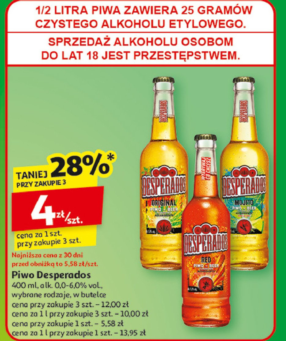 Piwo Desperados lemon 0% promocja w Auchan